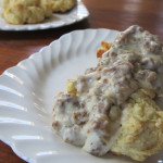 Fluffy biscuits and sausage gravy